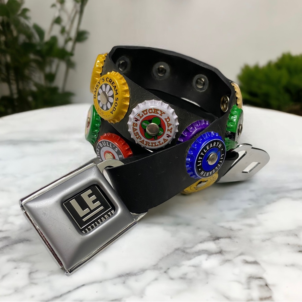 SOLD VTG 90s Little Earth Bottle Cap Waist Belt 🔥🦠👽 - Picture 2 of 14